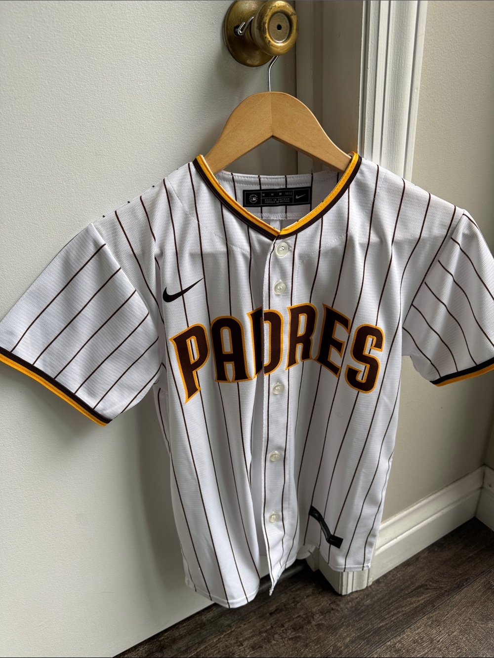 Nike White San Diego Padres Pinstripe Baseball Jersey